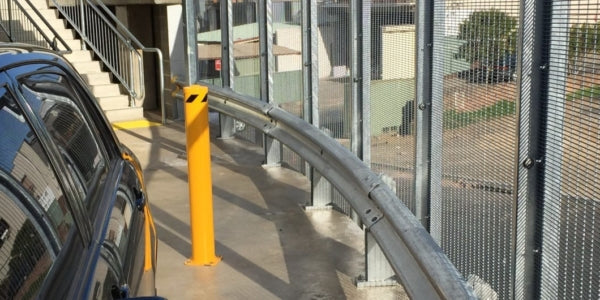 Heavy-Duty Steel Bolt-Down Bollard H1200mm x D114mm - Galvanized or Safety Yellow (RAL1007)